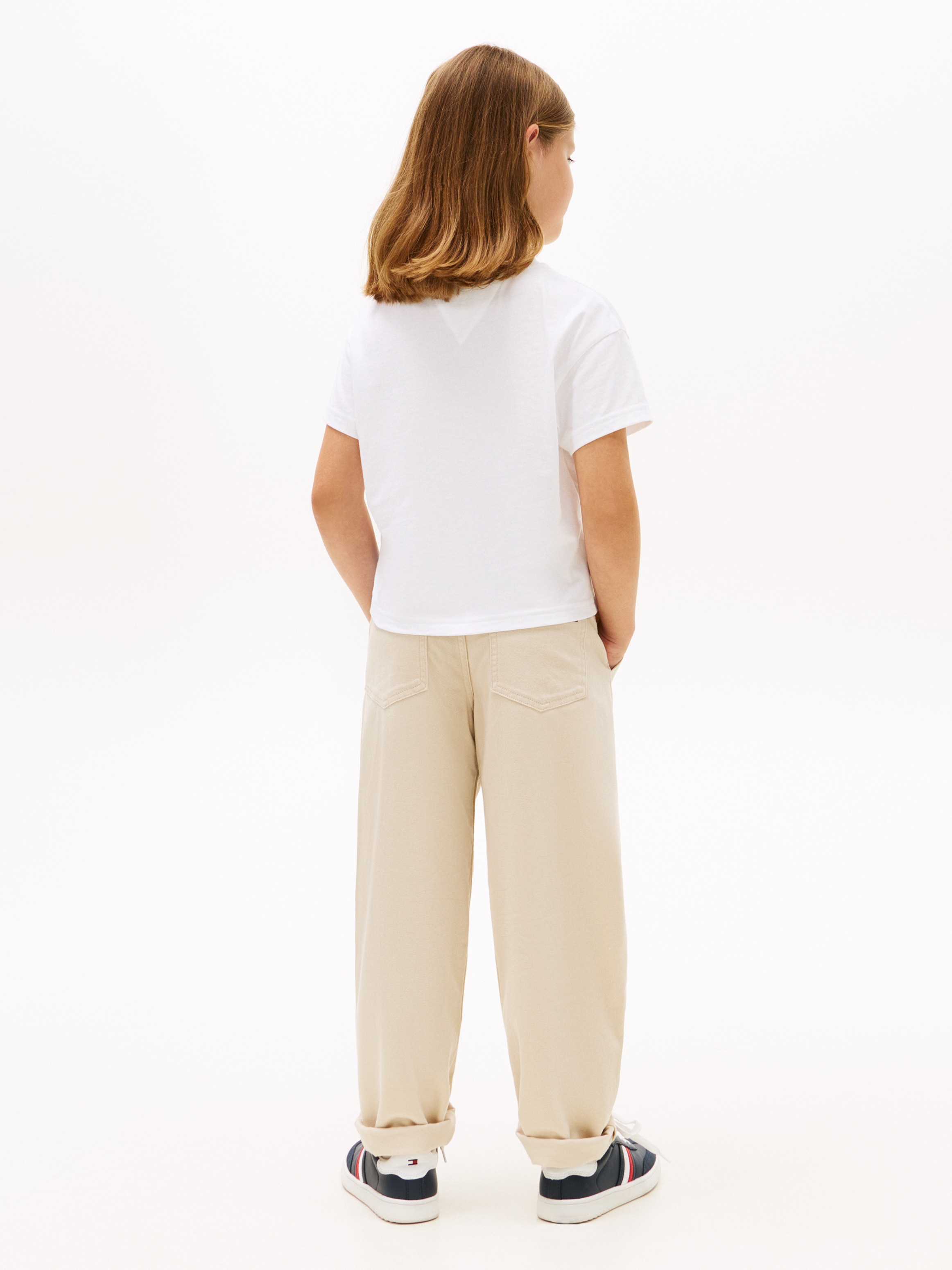Camiseta de niña con bolsillo y logo bordado - Tommy Hilfiger - Blanco Blanco-2