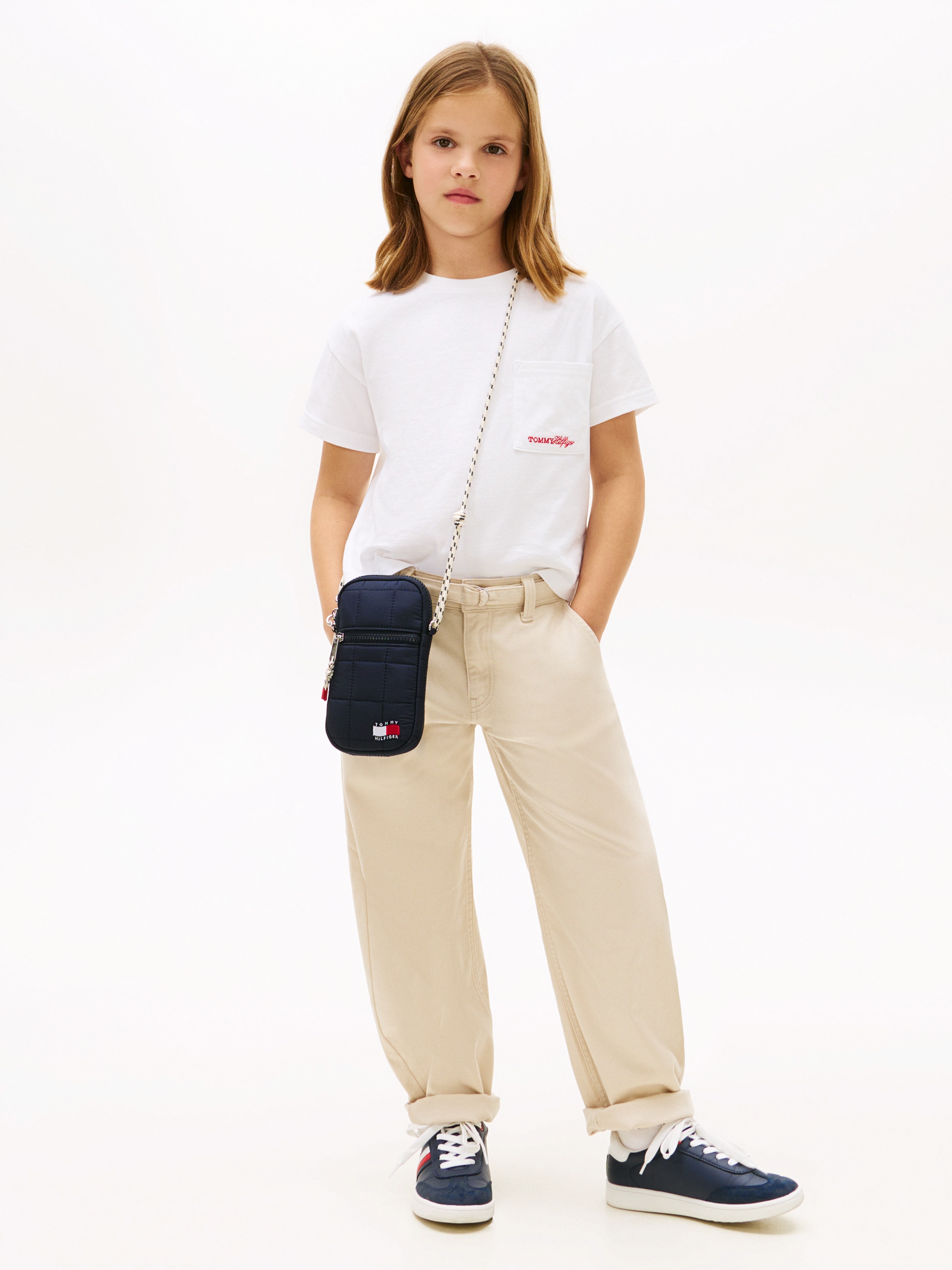 Camiseta de niña con bolsillo y logo bordado - Tommy Hilfiger - Blanco Blanco-4