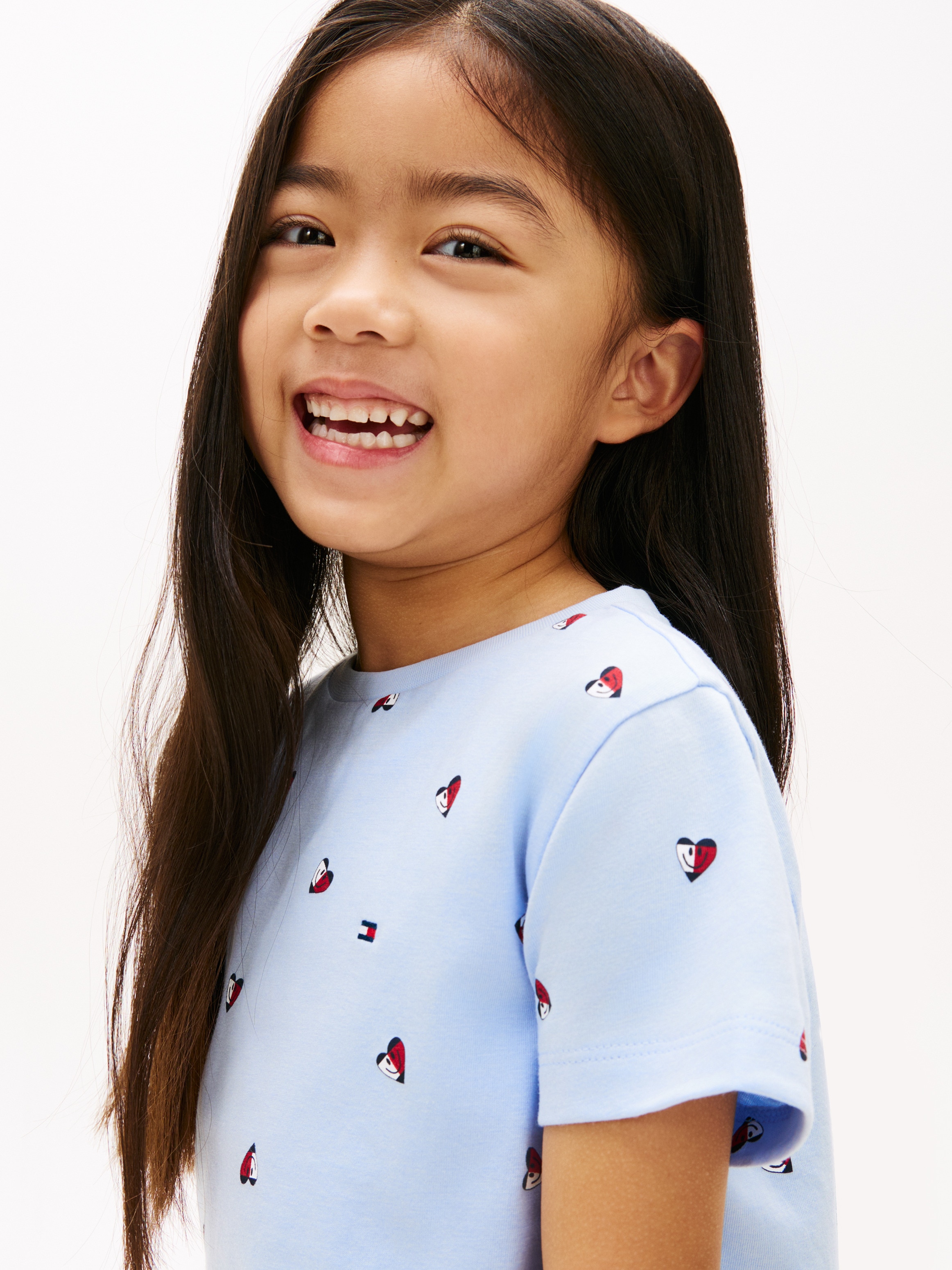 T-shirt com Corações Bordados Tommy Hilfiger Azul-3
