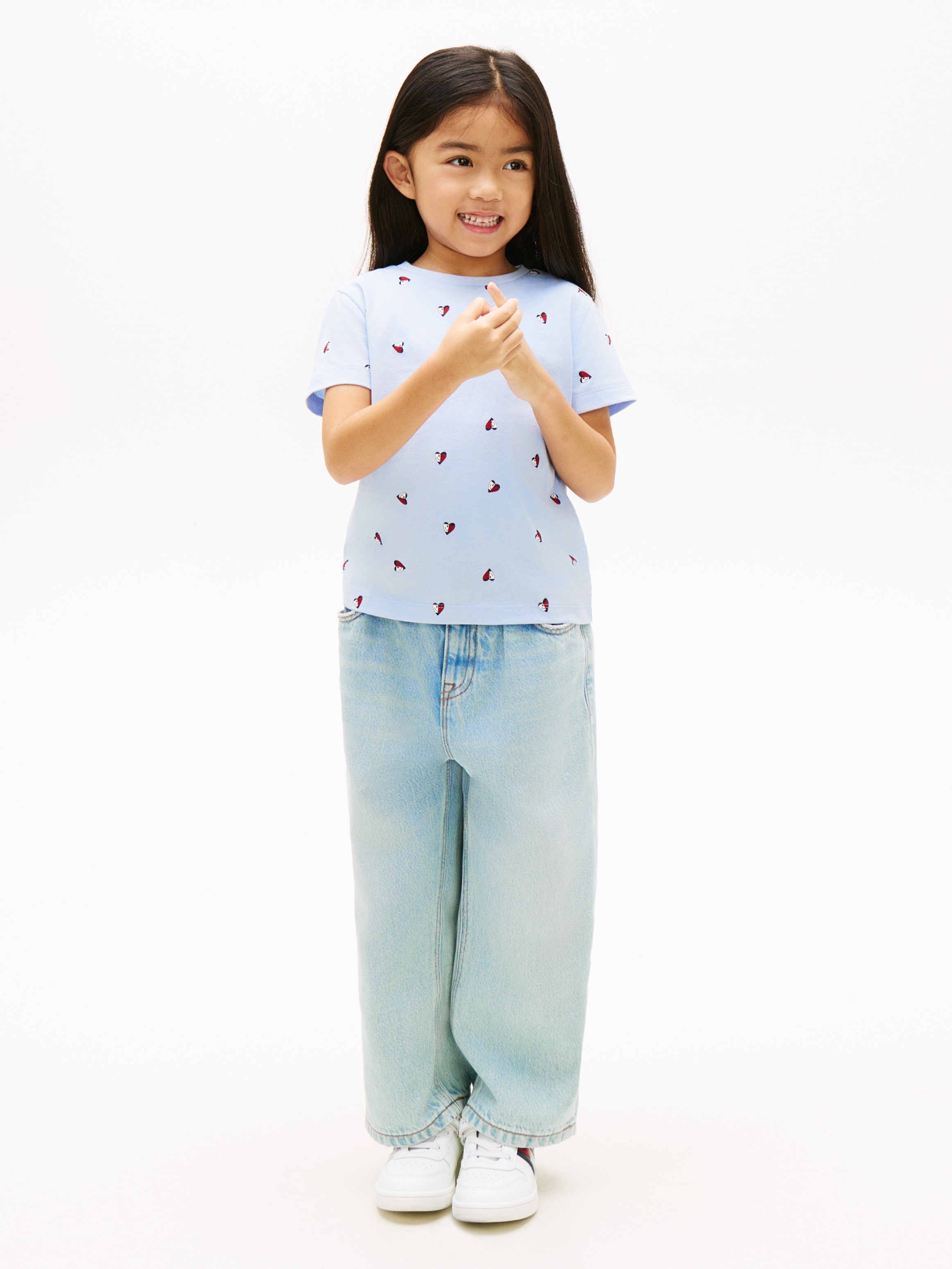 T-shirt com Corações Bordados Tommy Hilfiger Azul-4