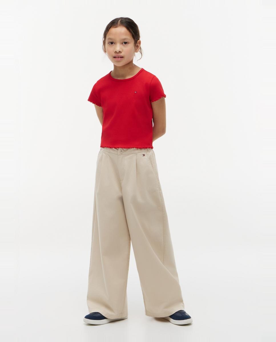 Camiseta de niña de canalé con acabado ondulado - Tommy Hilfiger - Rojo Rojo-4