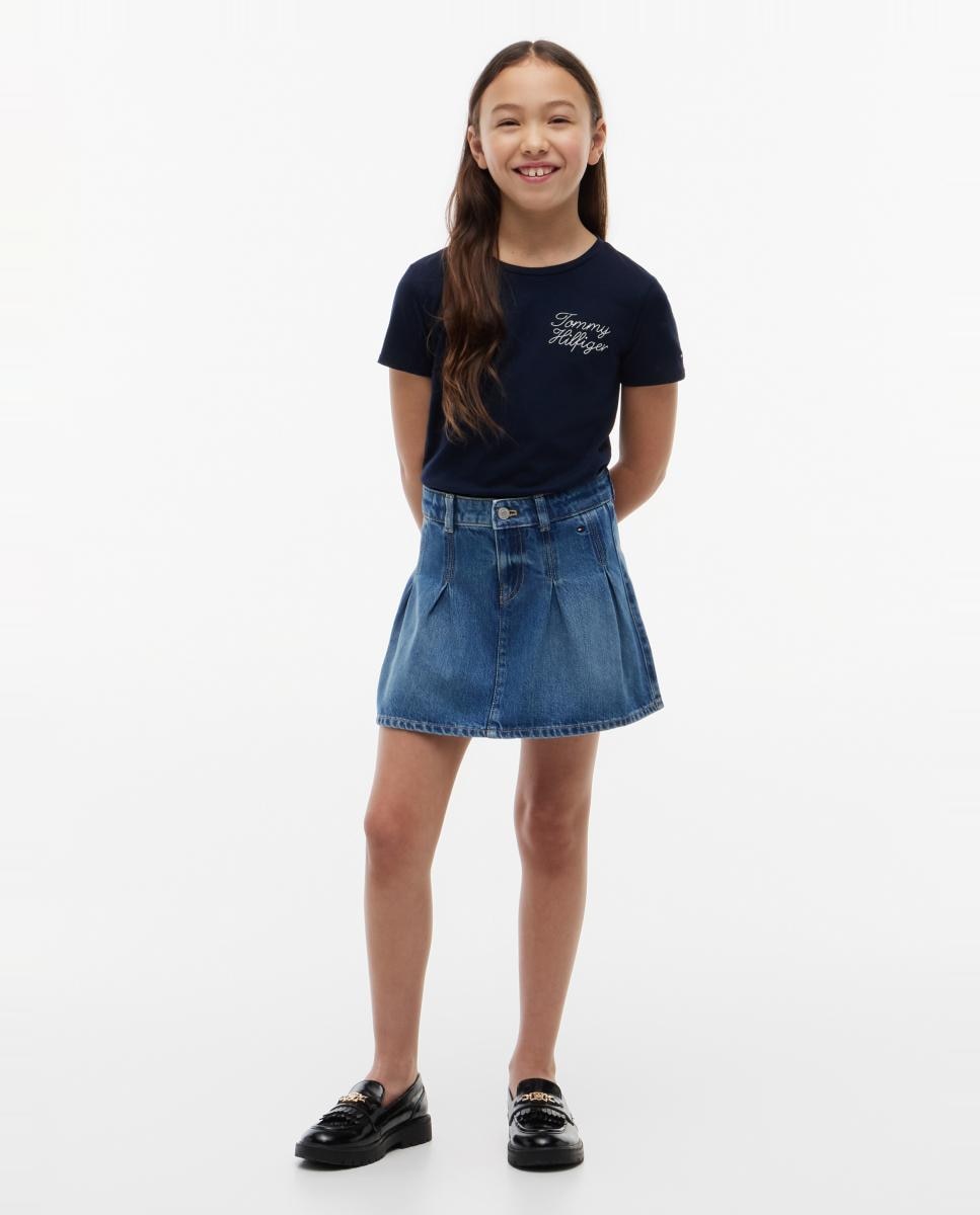 Imagen 4 de Camiseta de niña de manga corta con logo bordado - Tommy Hilfiger - Azul Azul