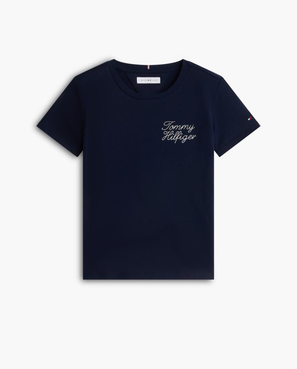 Imagen 5 de Camiseta de niña de manga corta con logo bordado - Tommy Hilfiger - Azul Azul