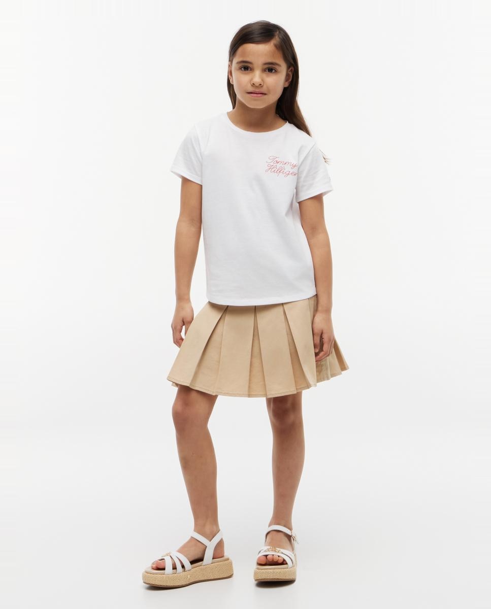 T-shirt de Manga Curta com Logótipo Bordado Tommy Hilfiger Branco-4