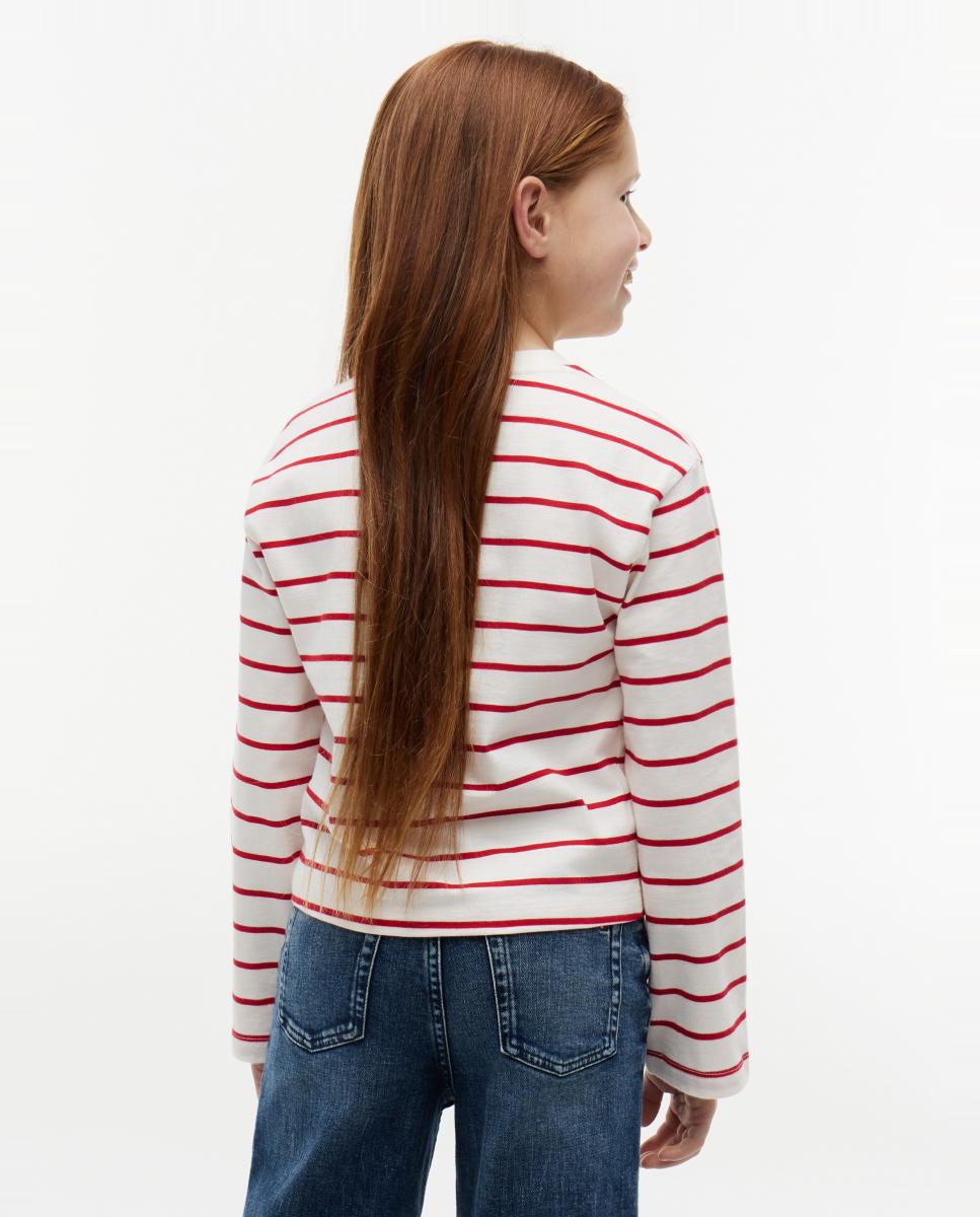 Camiseta de niña de manga larga con logo bordado - Tommy Hilfiger - Rojo Rojo-2