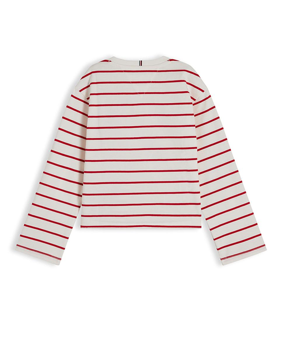 Camiseta de niña de manga larga con logo bordado - Tommy Hilfiger - Rojo Rojo-7