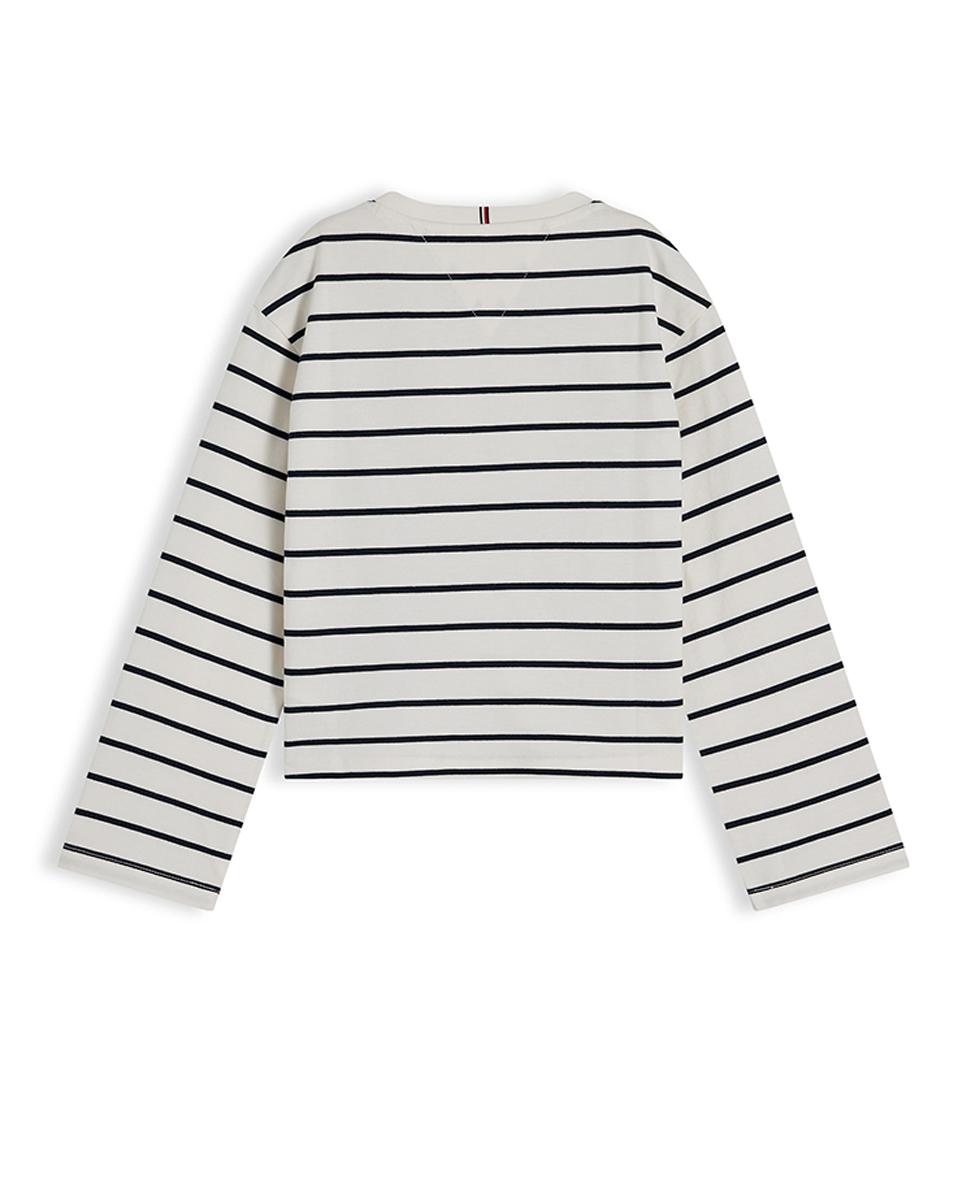 Camiseta de niña de manga larga con logo bordado - Tommy Hilfiger - Blanco Blanco-7