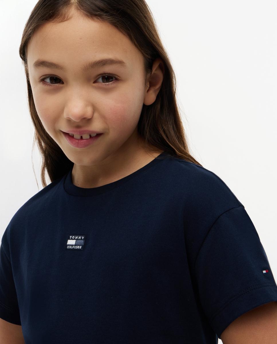 Camiseta de niña de silueta boxy con logo frontal - Tommy Hilfiger - Azul Azul-3