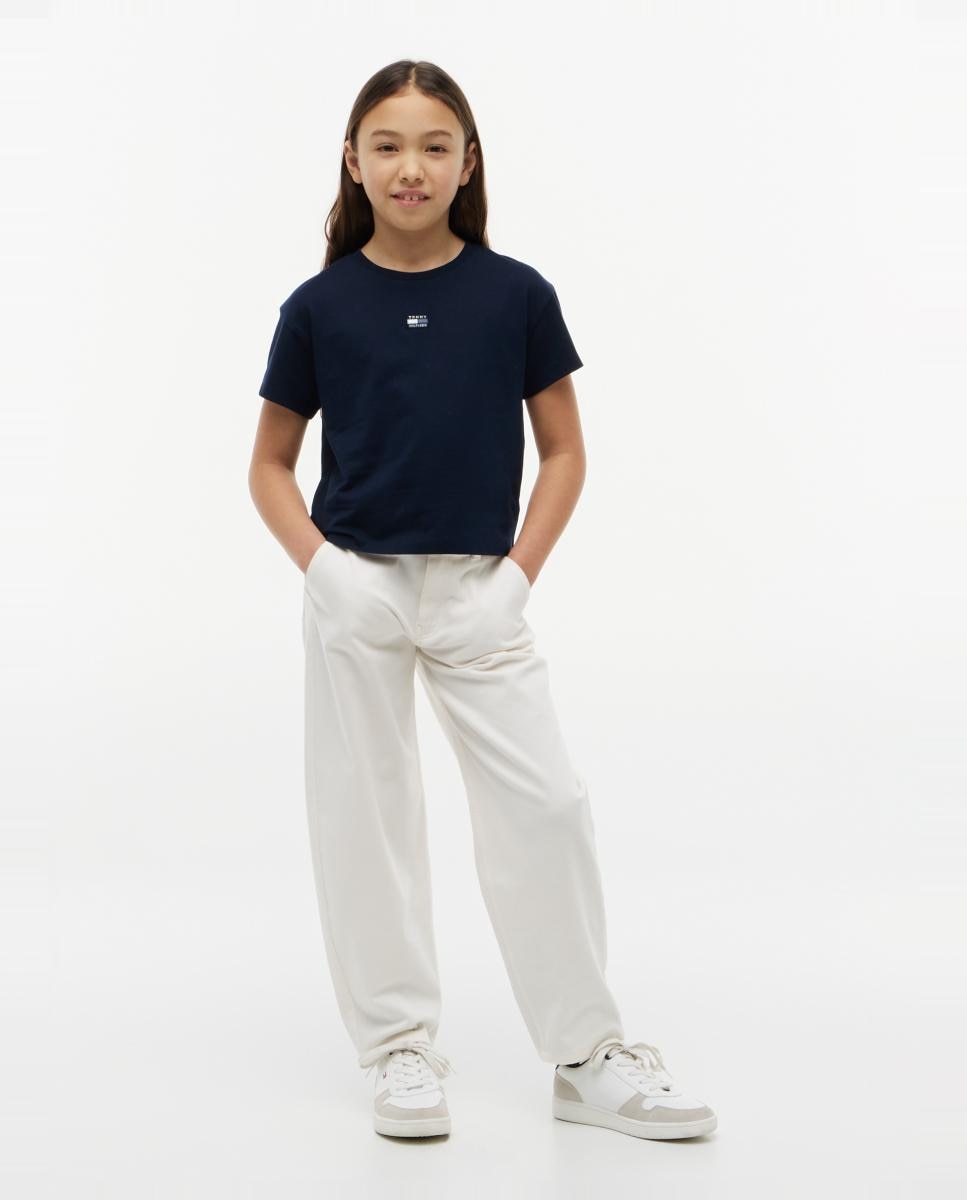 Camiseta de niña de silueta boxy con logo frontal - Tommy Hilfiger - Azul Azul-4