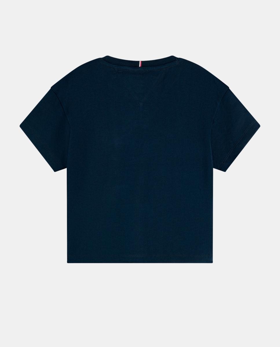 Camiseta de niña de silueta boxy con logo frontal - Tommy Hilfiger - Azul Azul-6