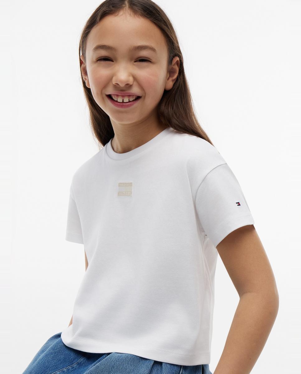 T-shirt de Silhueta Boxy com Logótipo à Frente Tommy Hilfiger Branco-3
