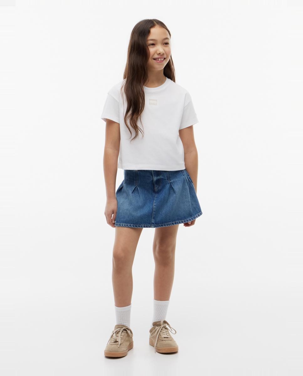 T-shirt de Silhueta Boxy com Logótipo à Frente Tommy Hilfiger Branco-4