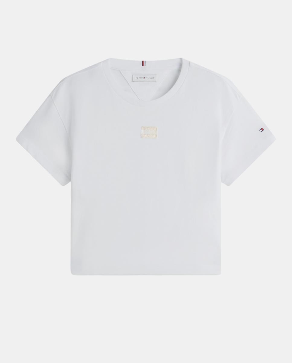 T-shirt de Silhueta Boxy com Logótipo à Frente Tommy Hilfiger Branco-5