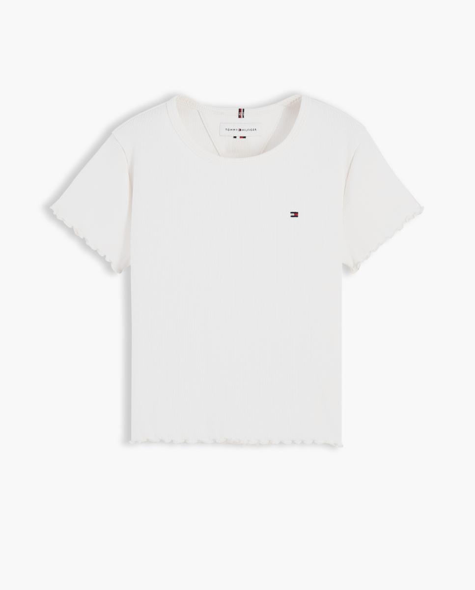 T-shirt Canelada com Acabamento Ondulado Amarelo-5