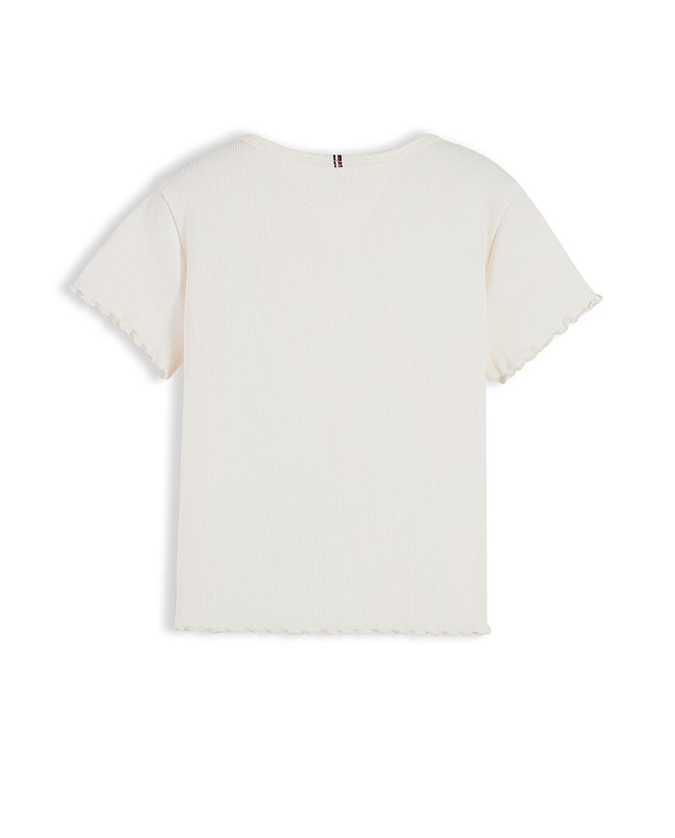 T-shirt Canelada com Acabamento Ondulado Amarelo-6