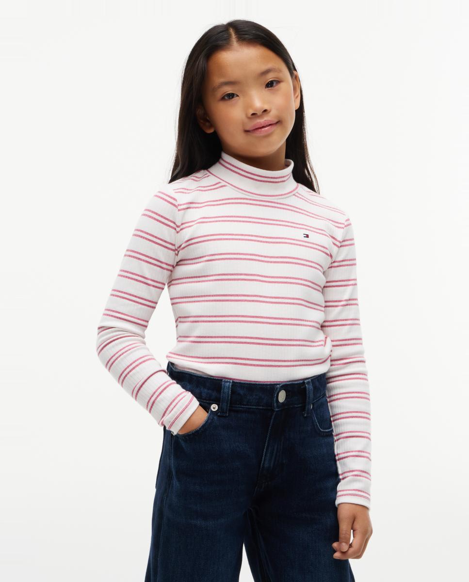Camiseta de niña de manga larga y punto canalé - Tommy Hilfiger - Amarillo Amarillo-1