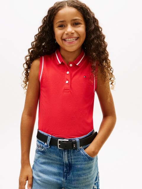 Polo sin mangas de niña con ribetes en contraste