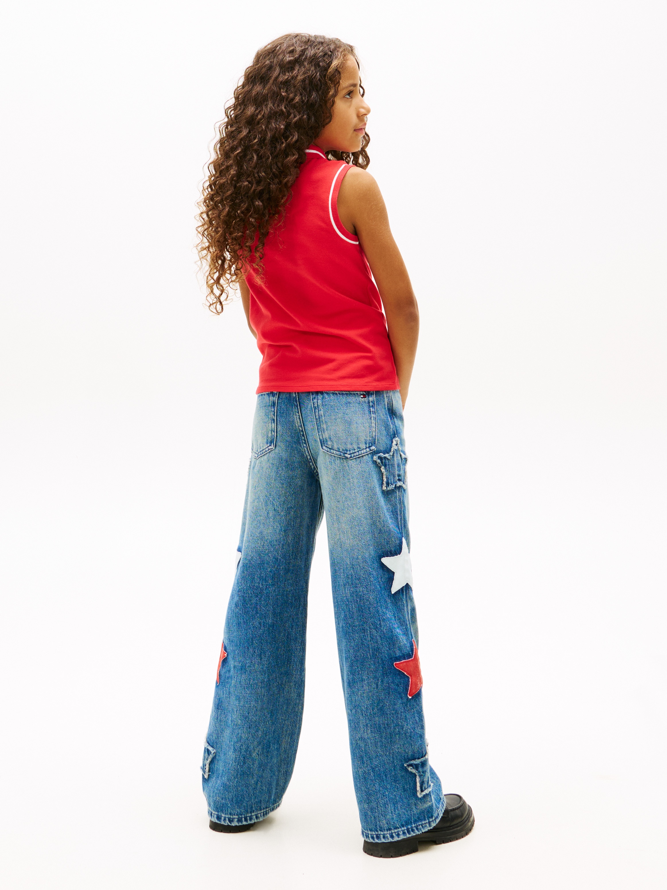 Polo sem Mangas com Debruados em Contraste Tommy Hilfiger Vermelho-2