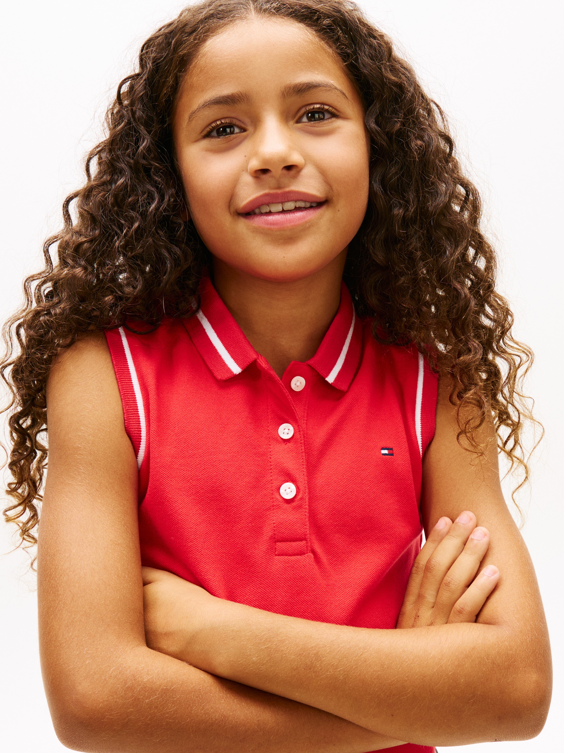 Polo sem Mangas com Debruados em Contraste Tommy Hilfiger Vermelho-3
