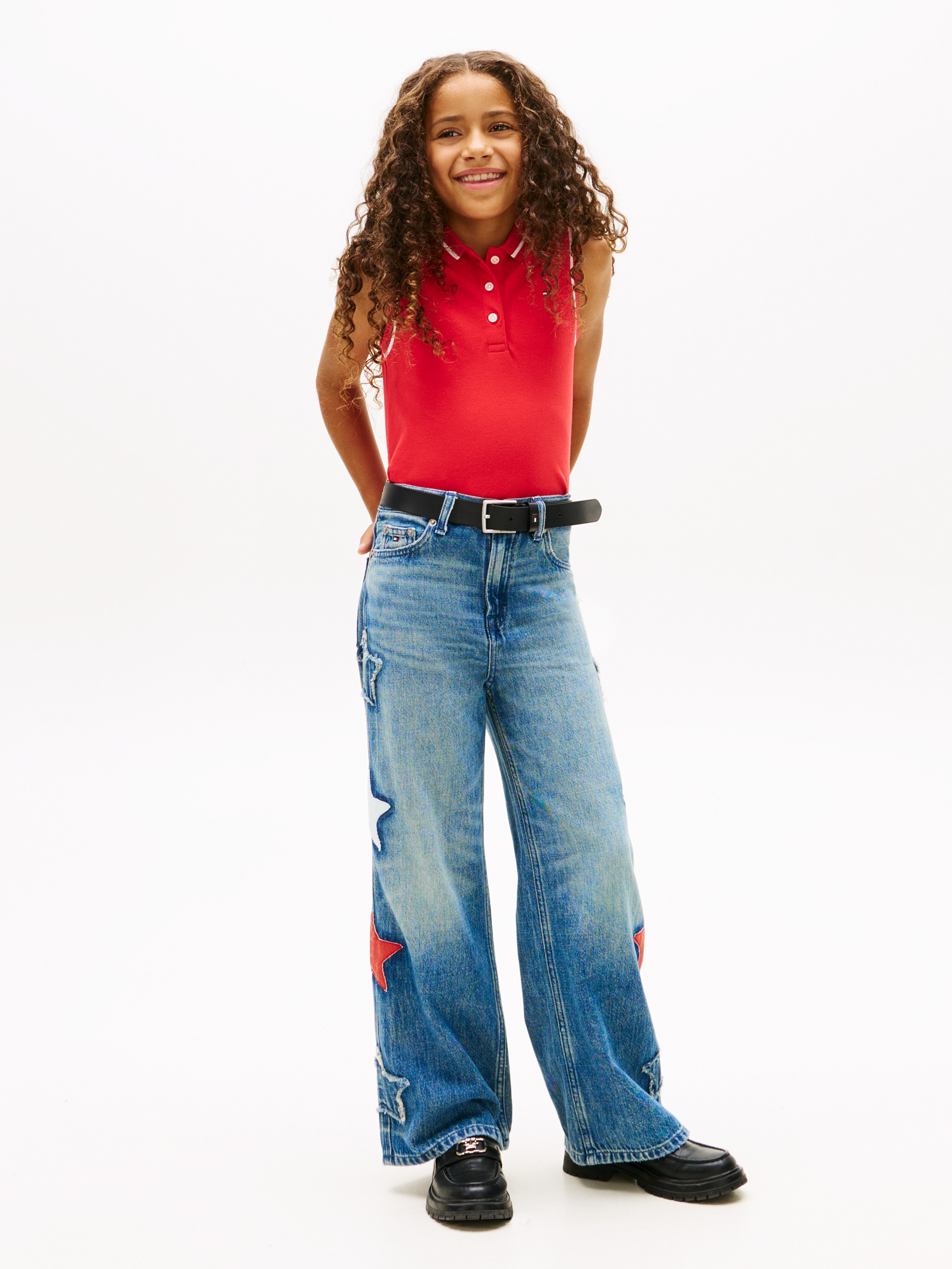 Polo sem Mangas com Debruados em Contraste Tommy Hilfiger Vermelho-4