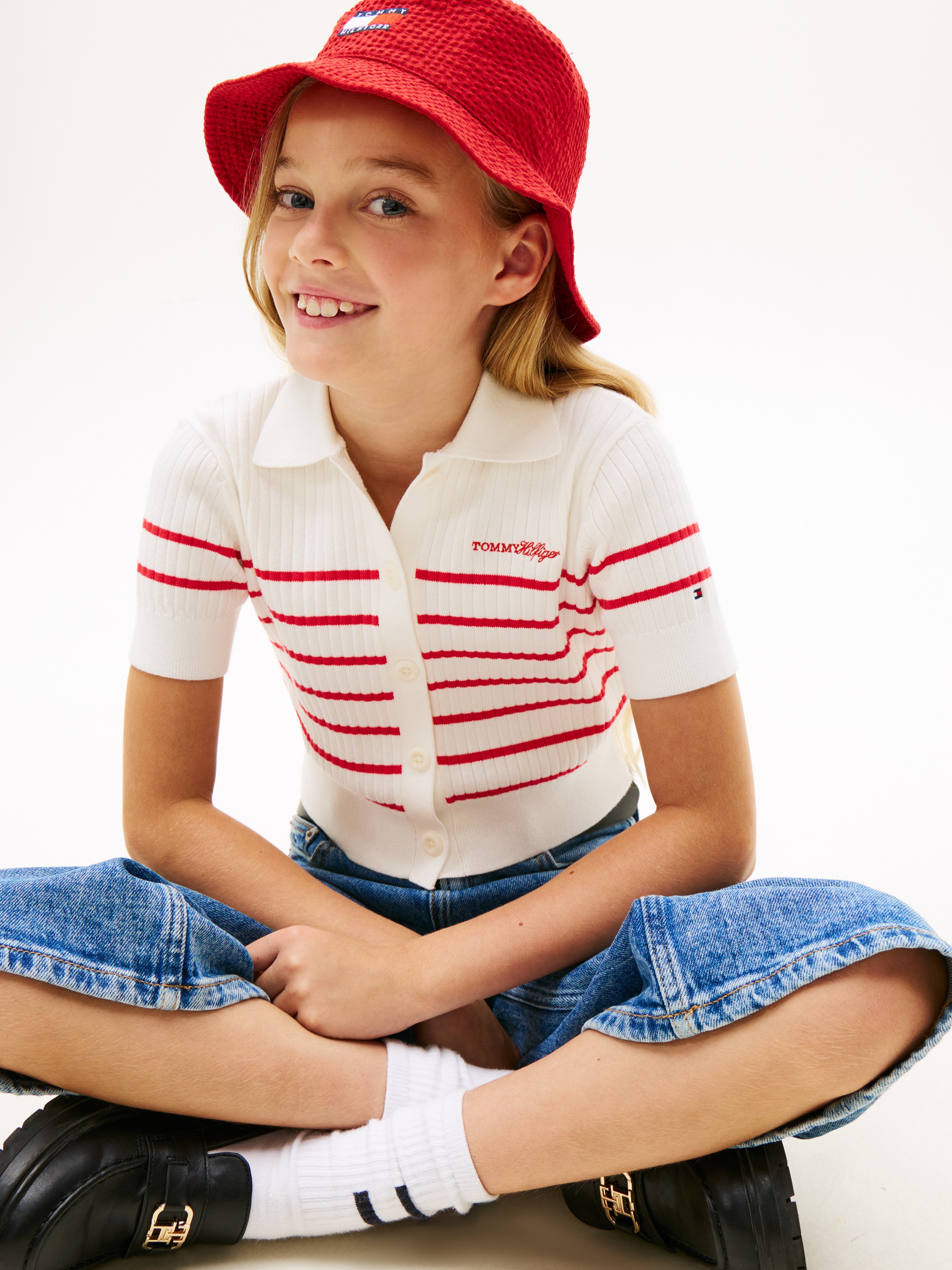 Polo de Malha Canelada Tommy Hilfiger Rosa-3