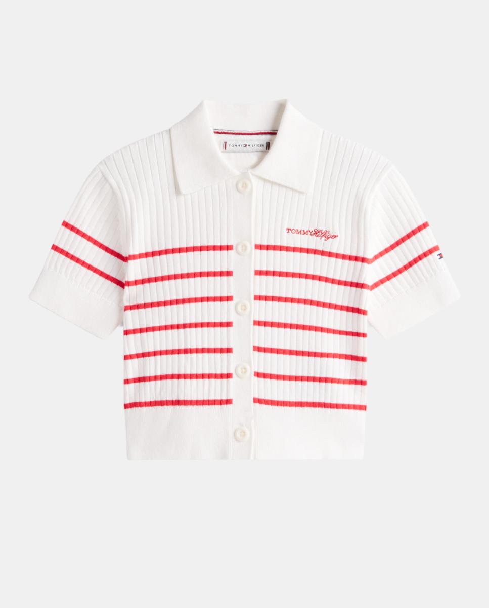 Polo de Malha Canelada Tommy Hilfiger Rosa-5