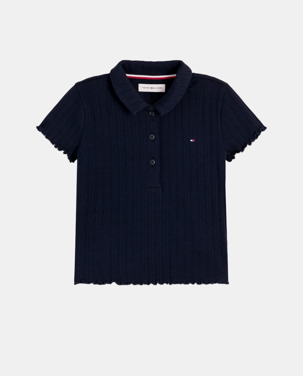 Polo de Malha Rendilhada Azul-5