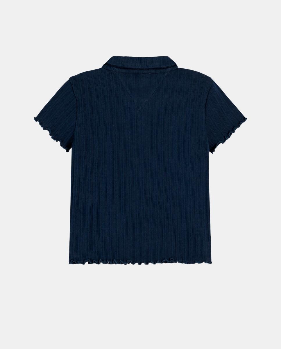Polo de Malha Rendilhada Azul-6