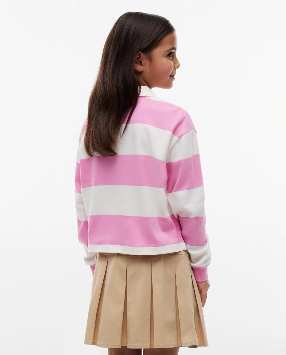 Polo de Manga Comprida às Riscas Rosa-2