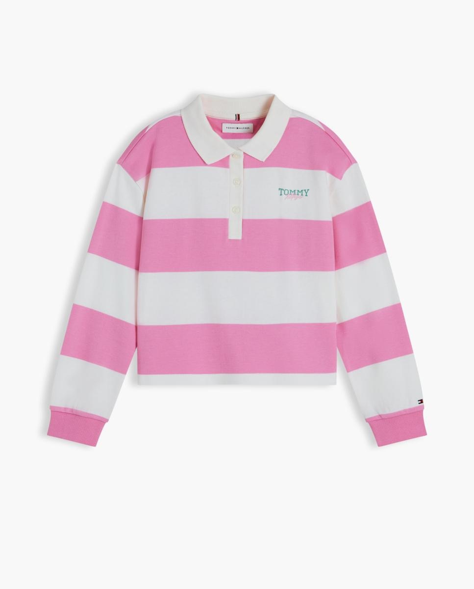 Polo de Manga Comprida às Riscas Rosa-5