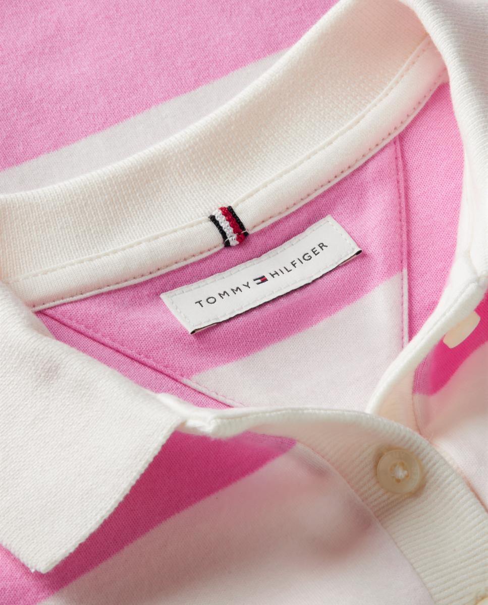 Polo de Manga Comprida às Riscas Rosa-7