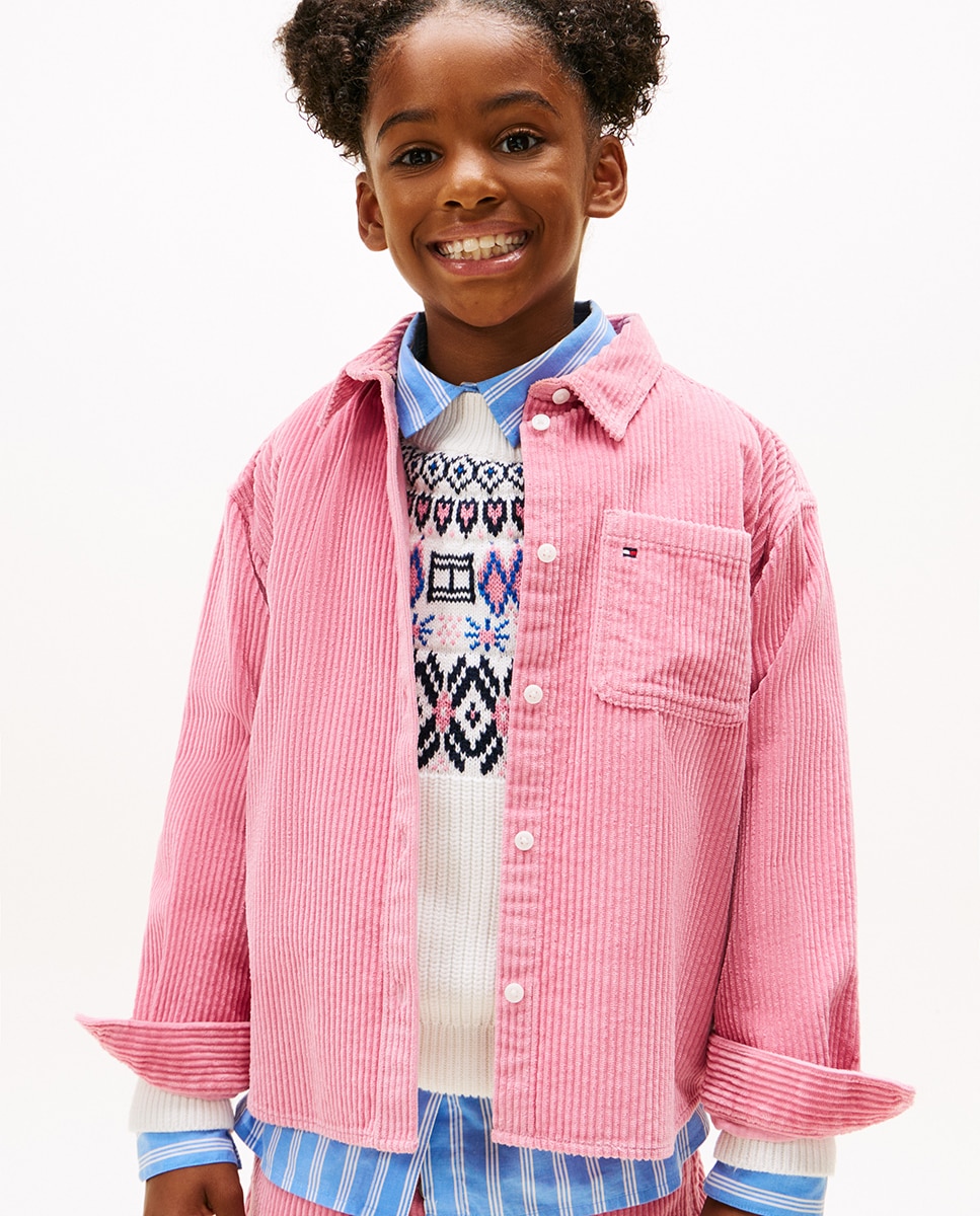 Sobrecamisa de Bombazina com Bolso Rosa-1