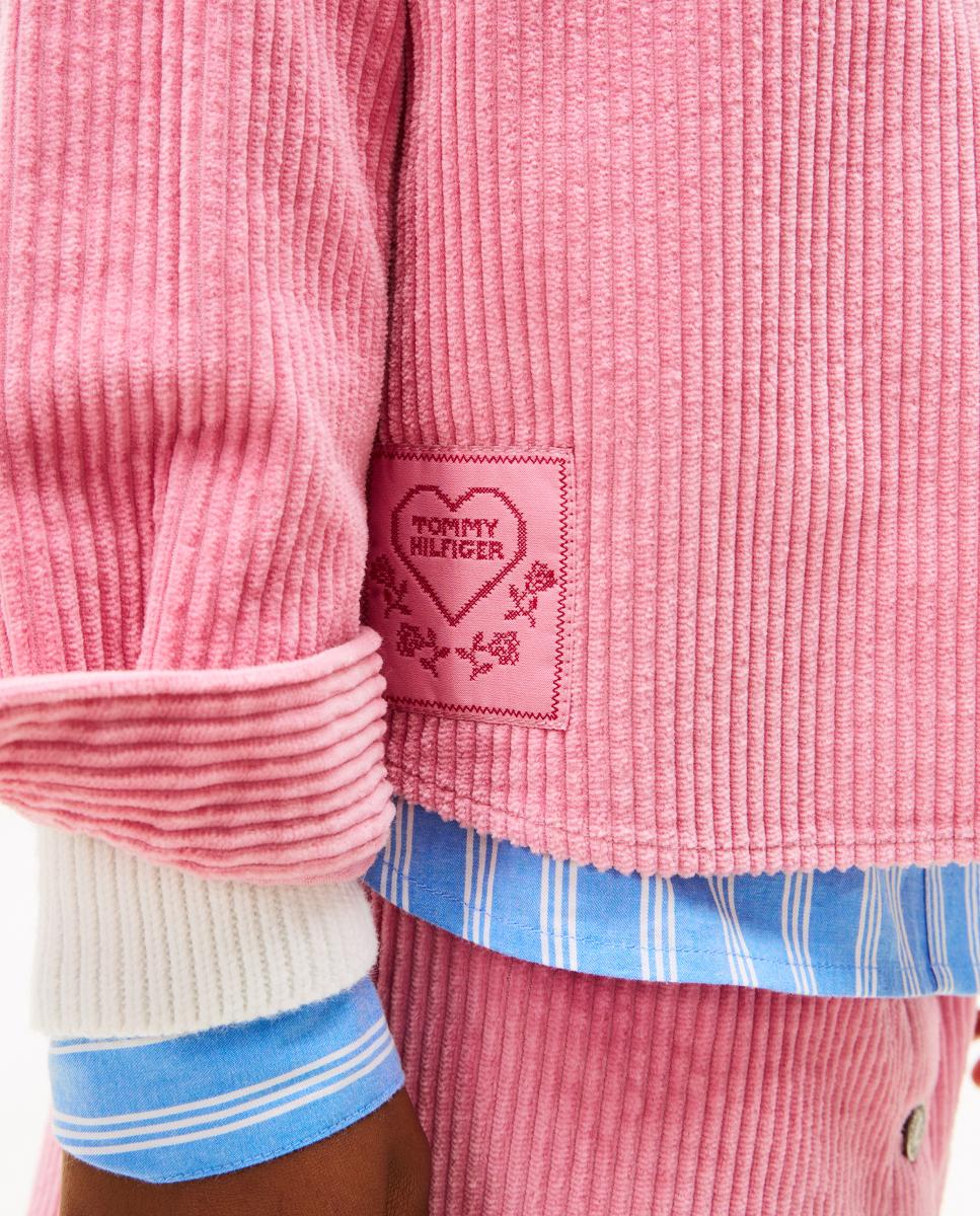 Sobrecamisa de Bombazina com Bolso Rosa-5