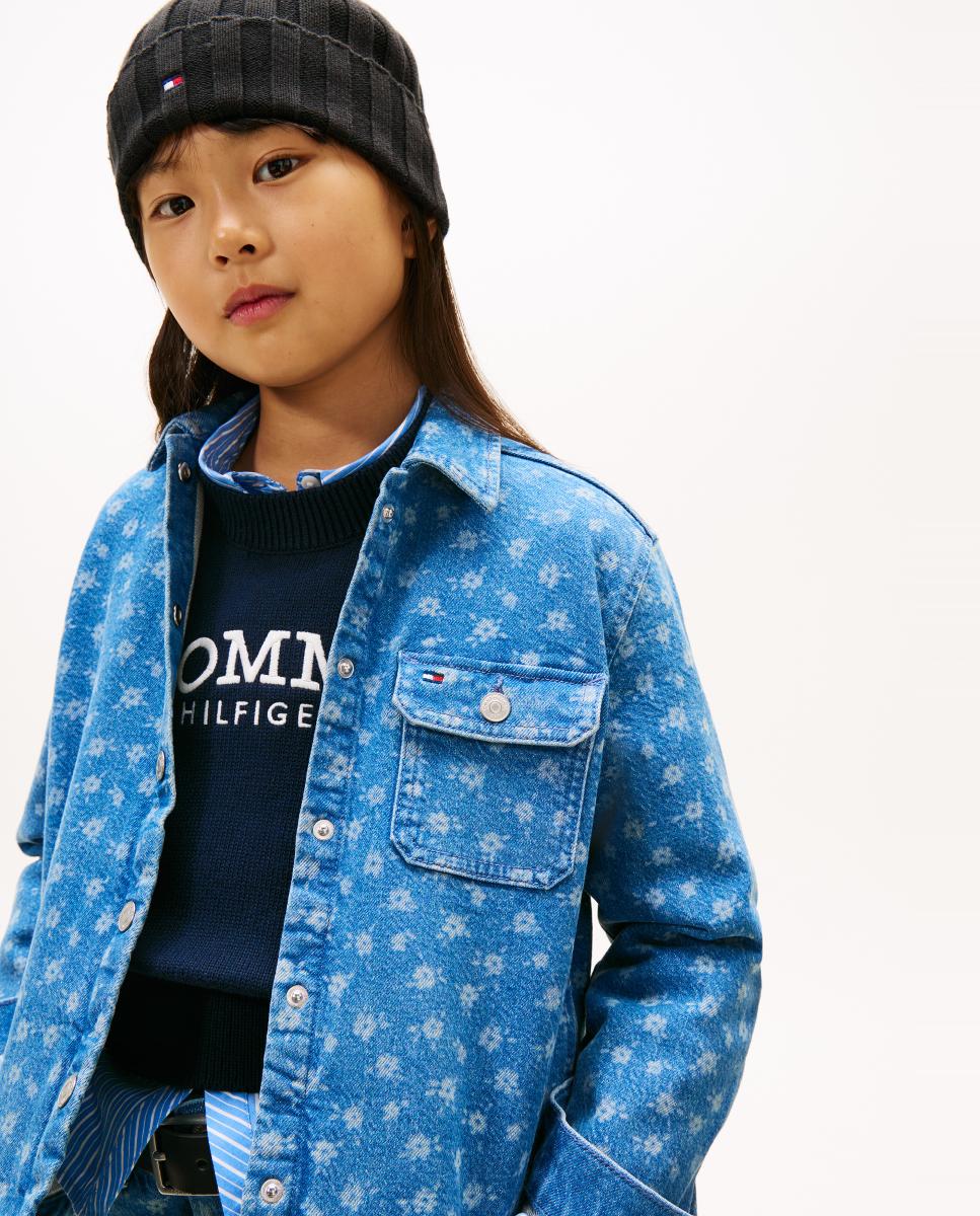 Sobrecamisa de Ganga com Estampado Floral Tommy Hilfiger Azul-3