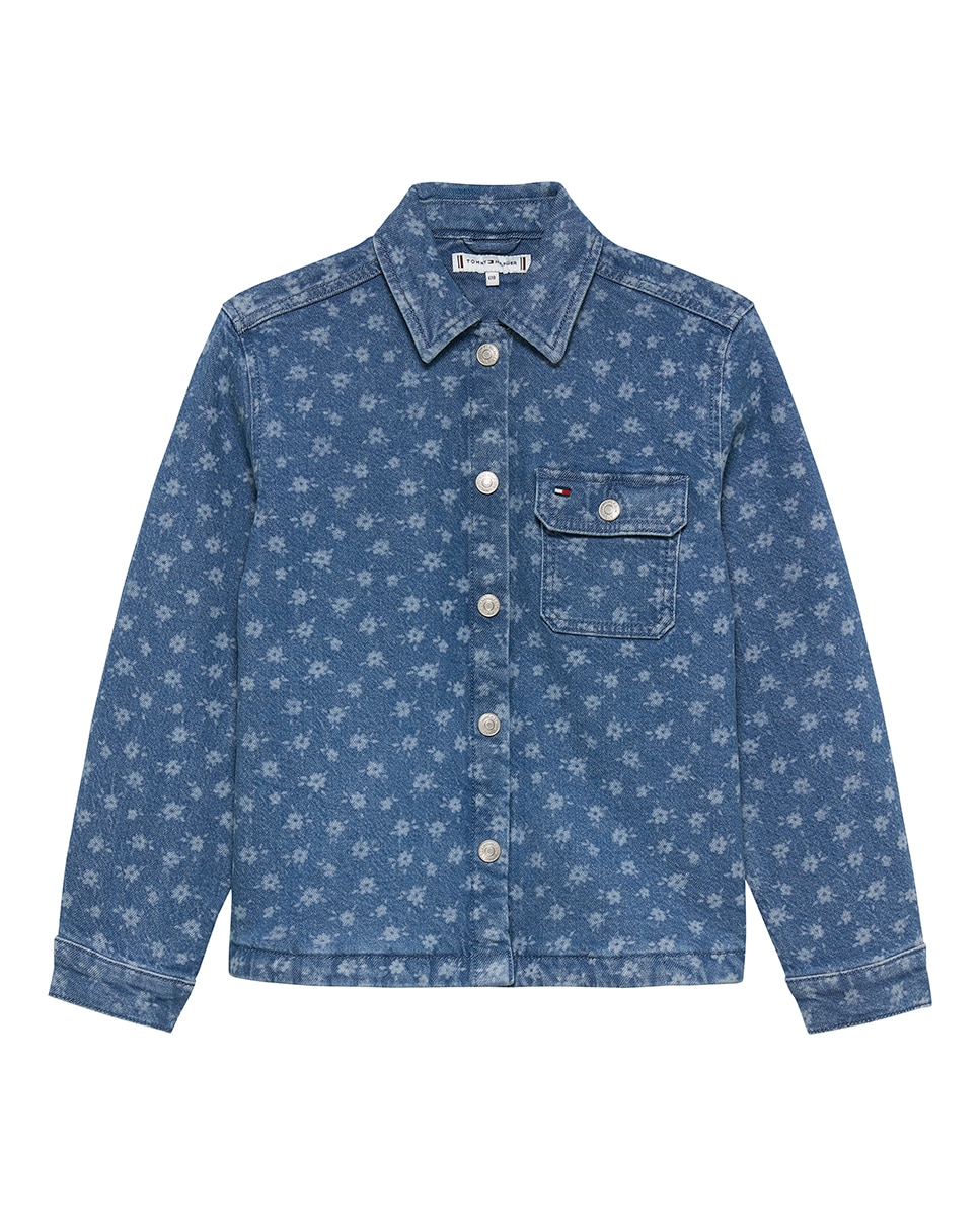 Sobrecamisa de Ganga com Estampado Floral Tommy Hilfiger Azul-5