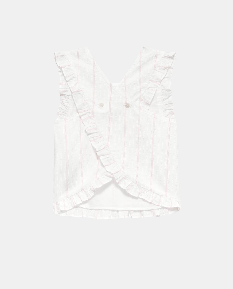 Blusa em Seersucker com Folhos Tommy Hilfiger Branco-2