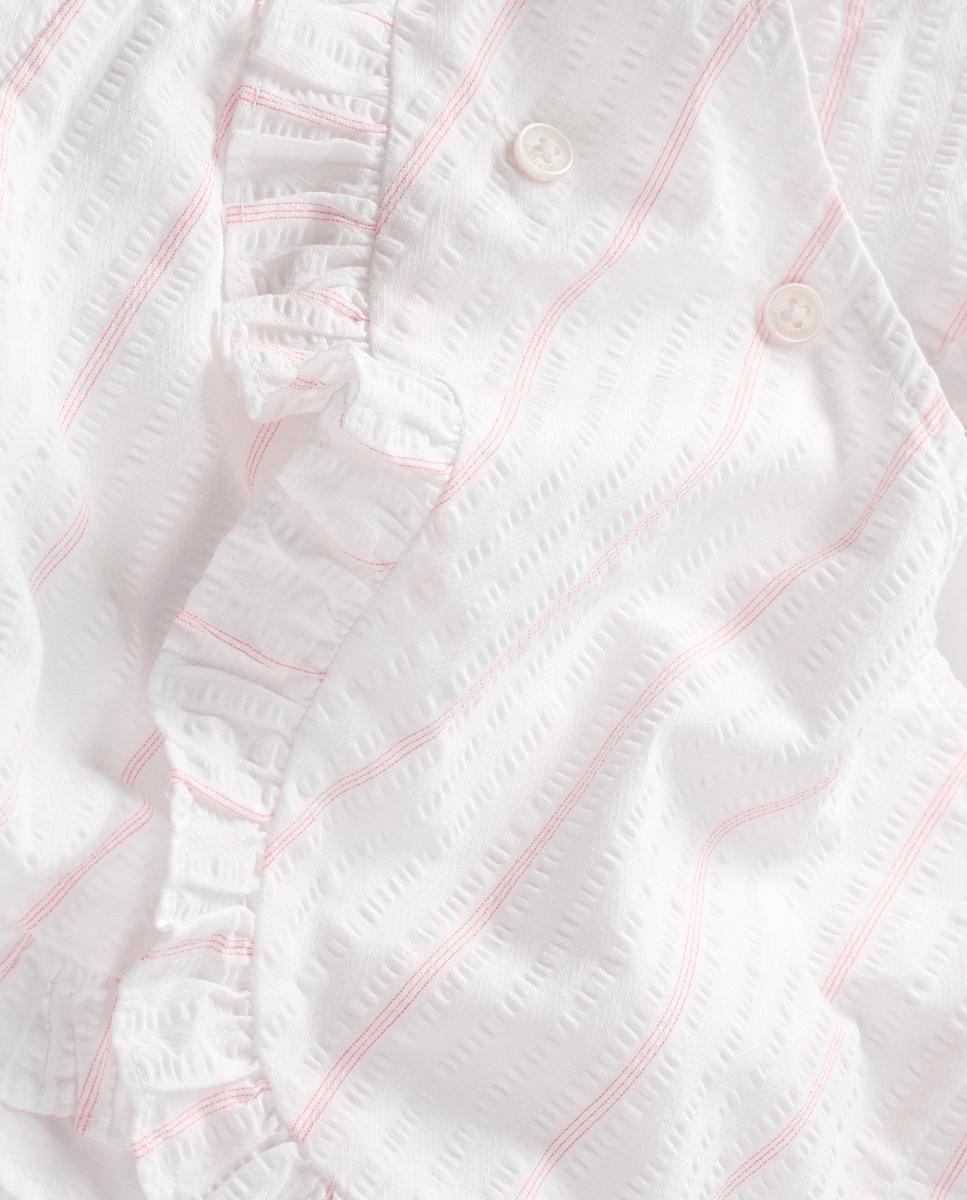 Blusa em Seersucker com Folhos Tommy Hilfiger Branco-3