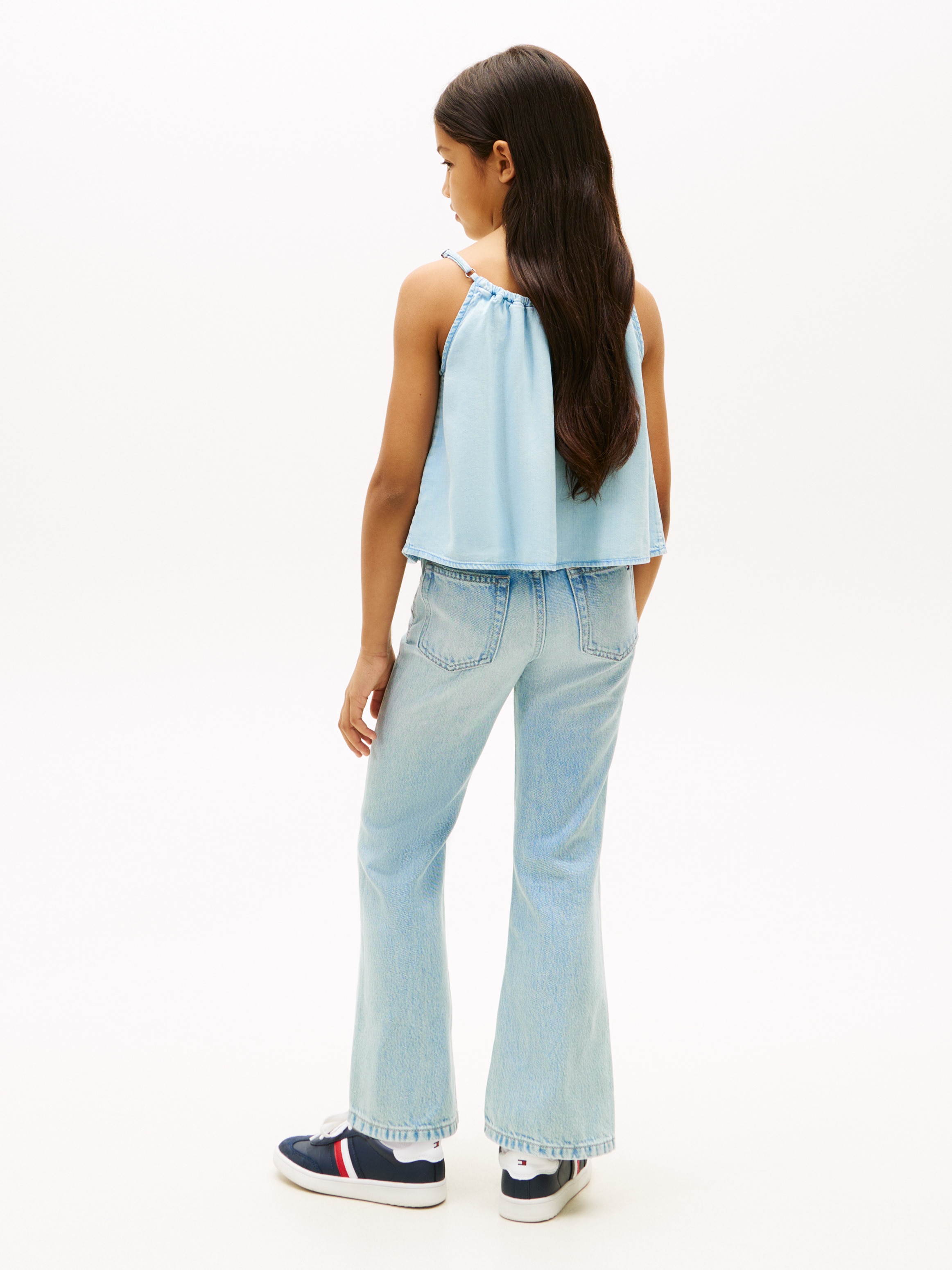 Top de Tencel com Detalhe de Contas nas Alças Tommy Hilfiger Azul-2