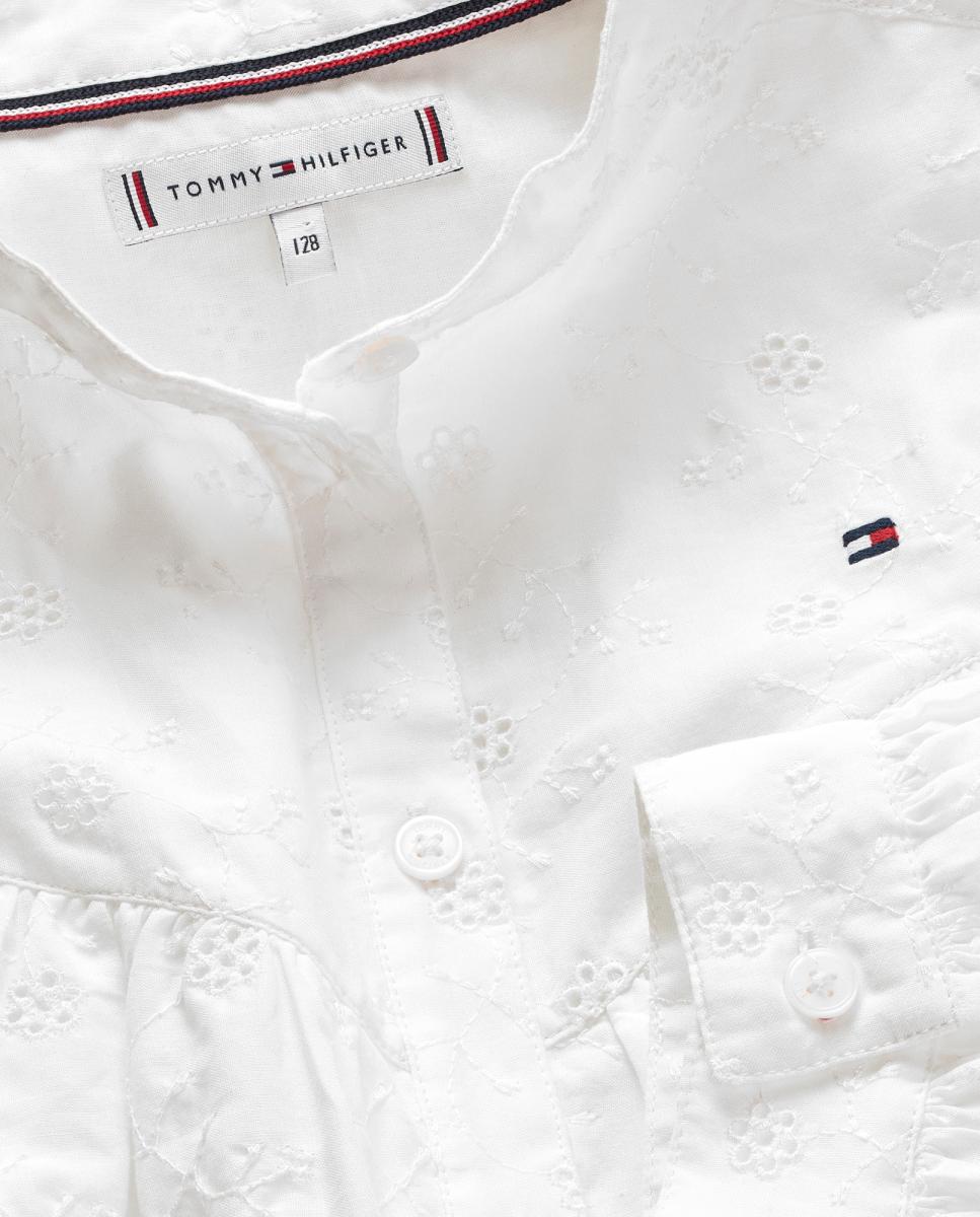 Camisa de Manga Comprida com Bordado Inglês Tommy Hilfiger Branco-3