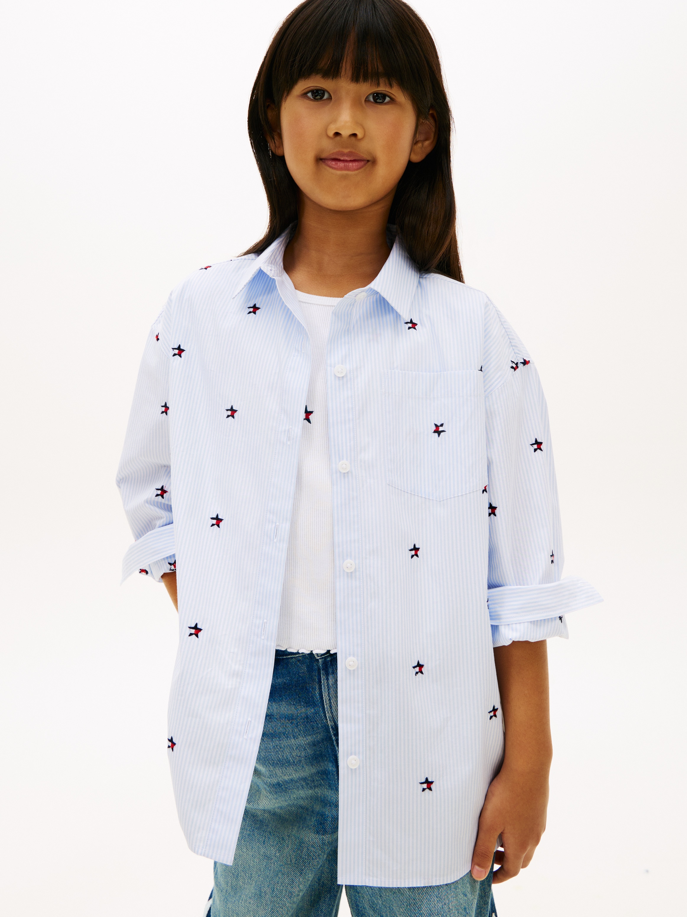 Imagem 0 de Camisa de Popelina com Estrelas Bordadas
