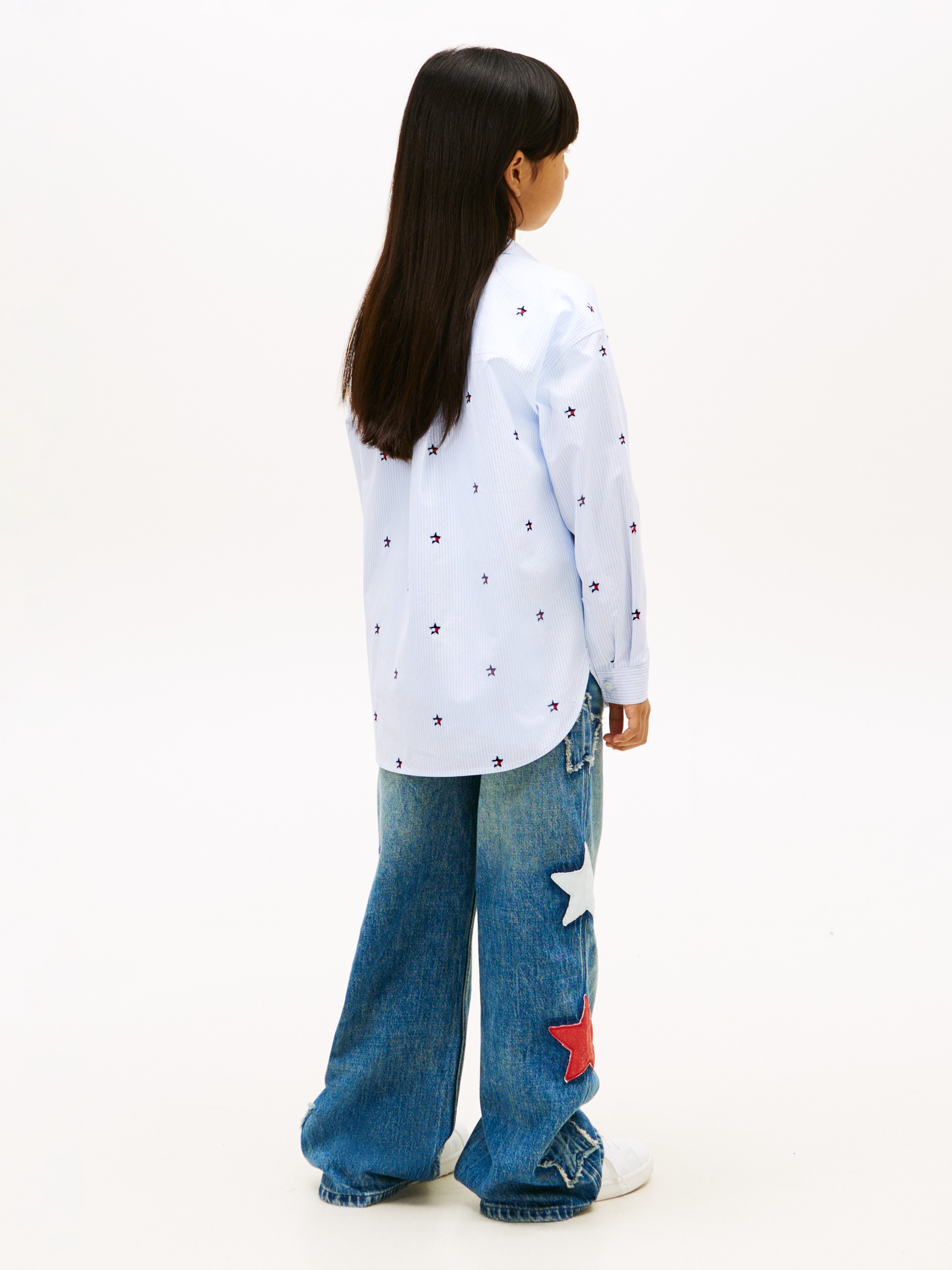 Camisa de Popelina com Estrelas Bordadas Tommy Hilfiger Azul-2