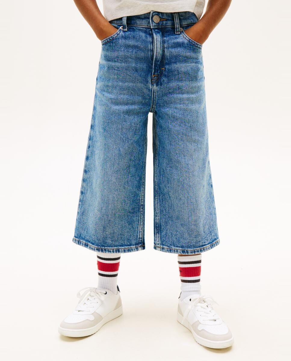 Jeans Largas Tipo Culottes Azul-2