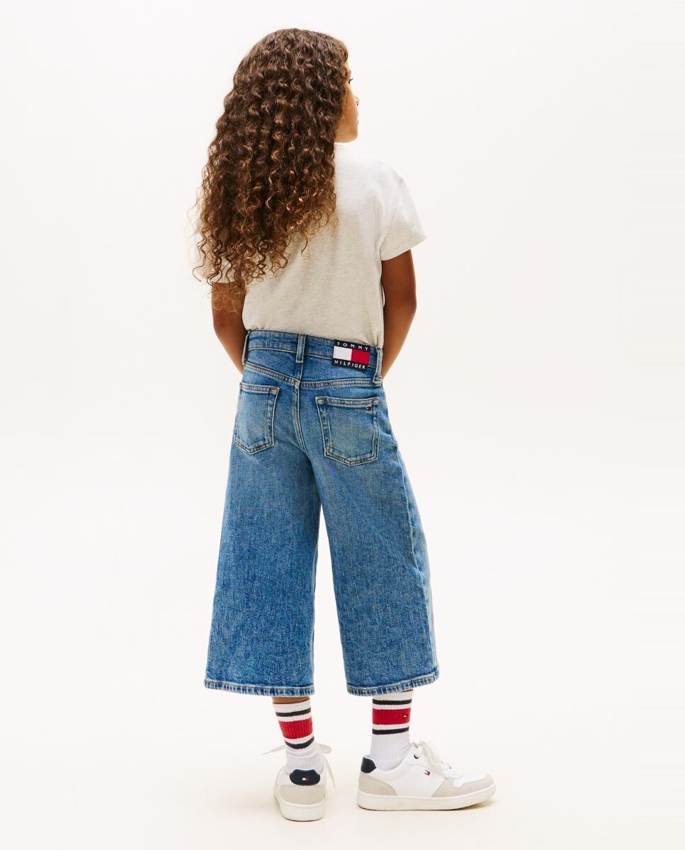 Jeans Largas Tipo Culottes Azul-3