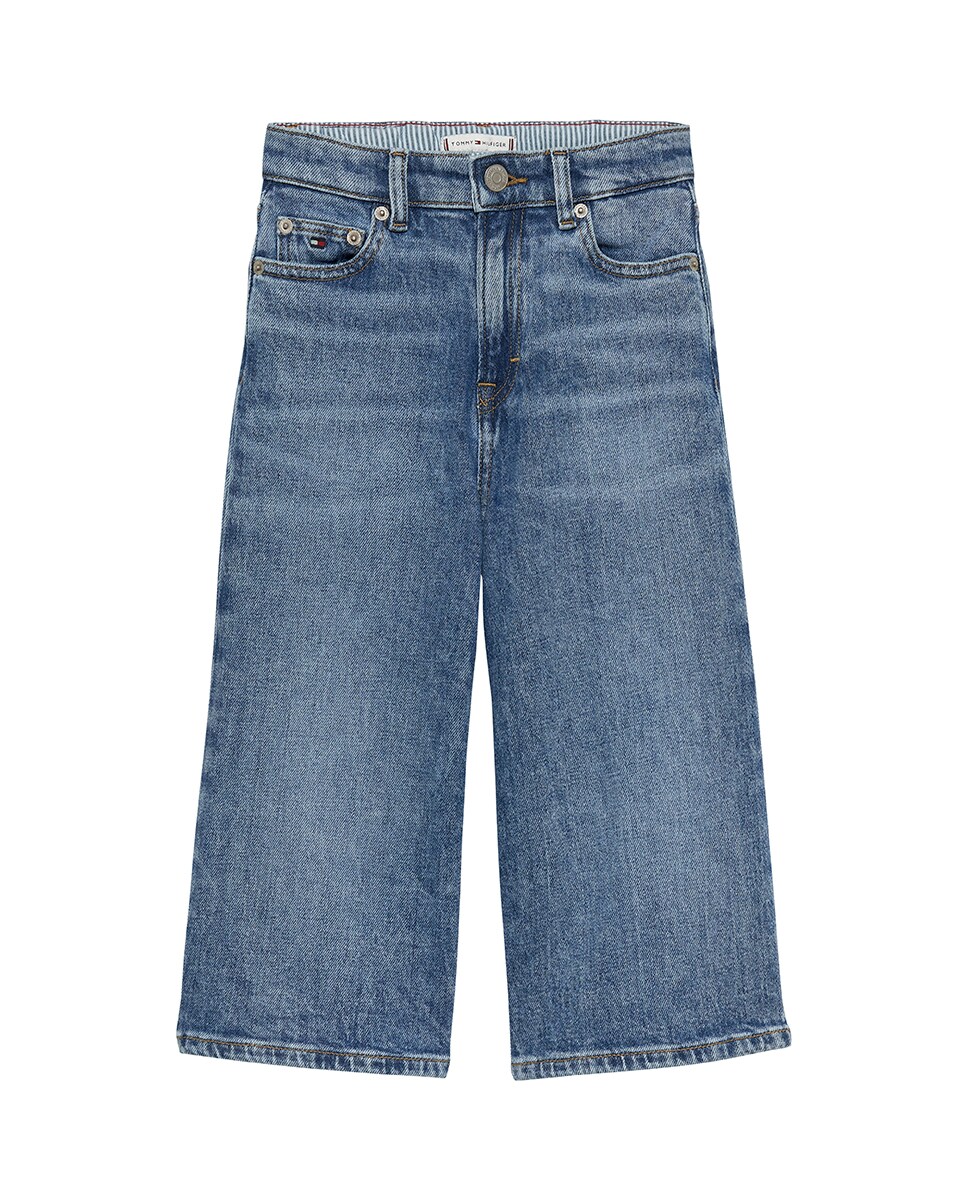 Jeans Largas Tipo Culottes Azul-5