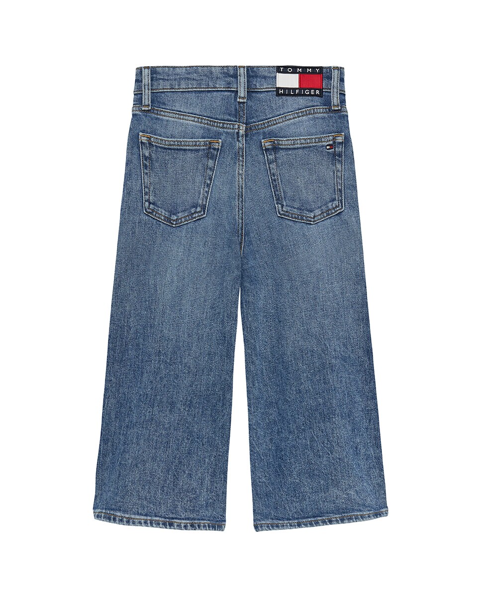 Jeans Largas Tipo Culottes Azul-6