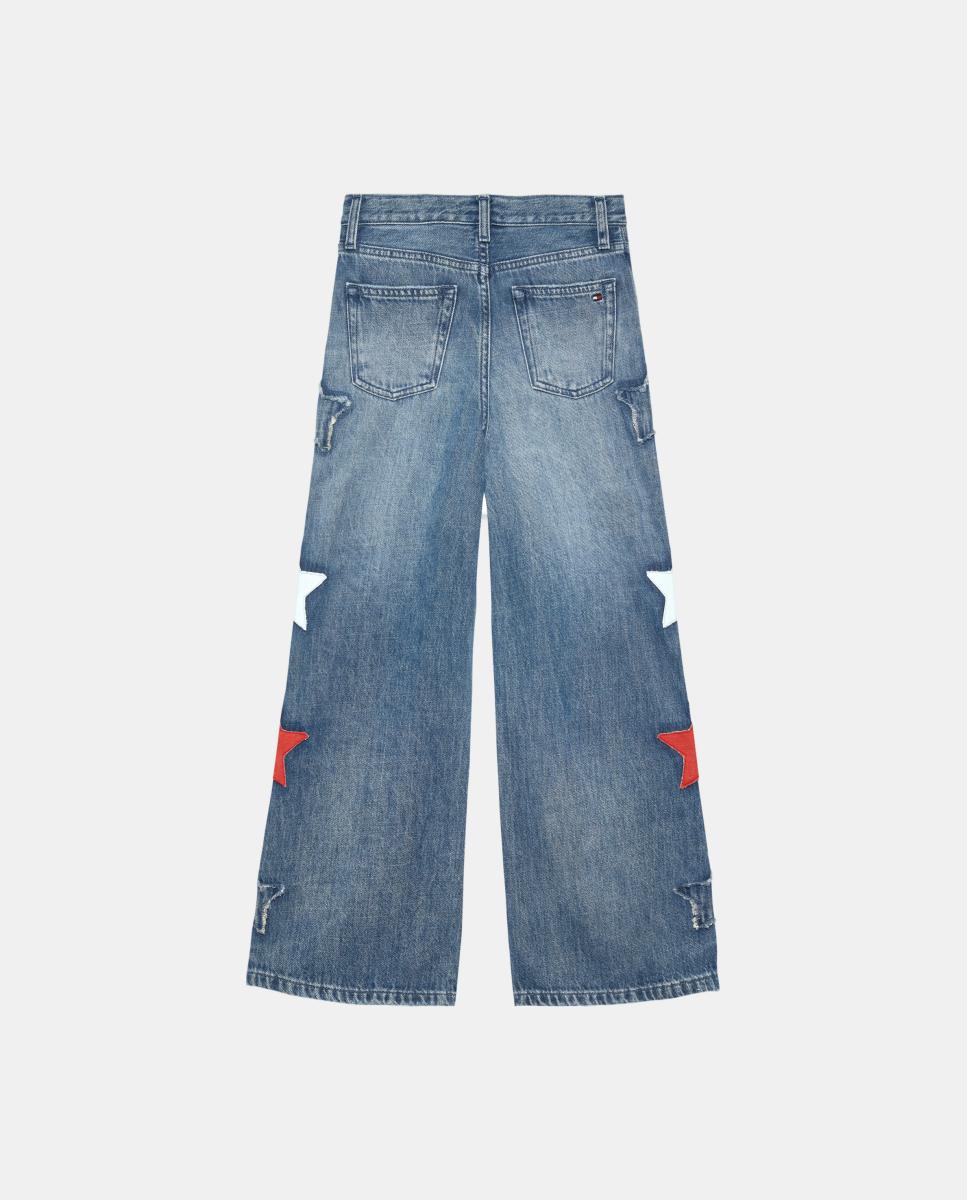 Jeans de Perna Larga com Estrelas Tommy Hilfiger Azul-2