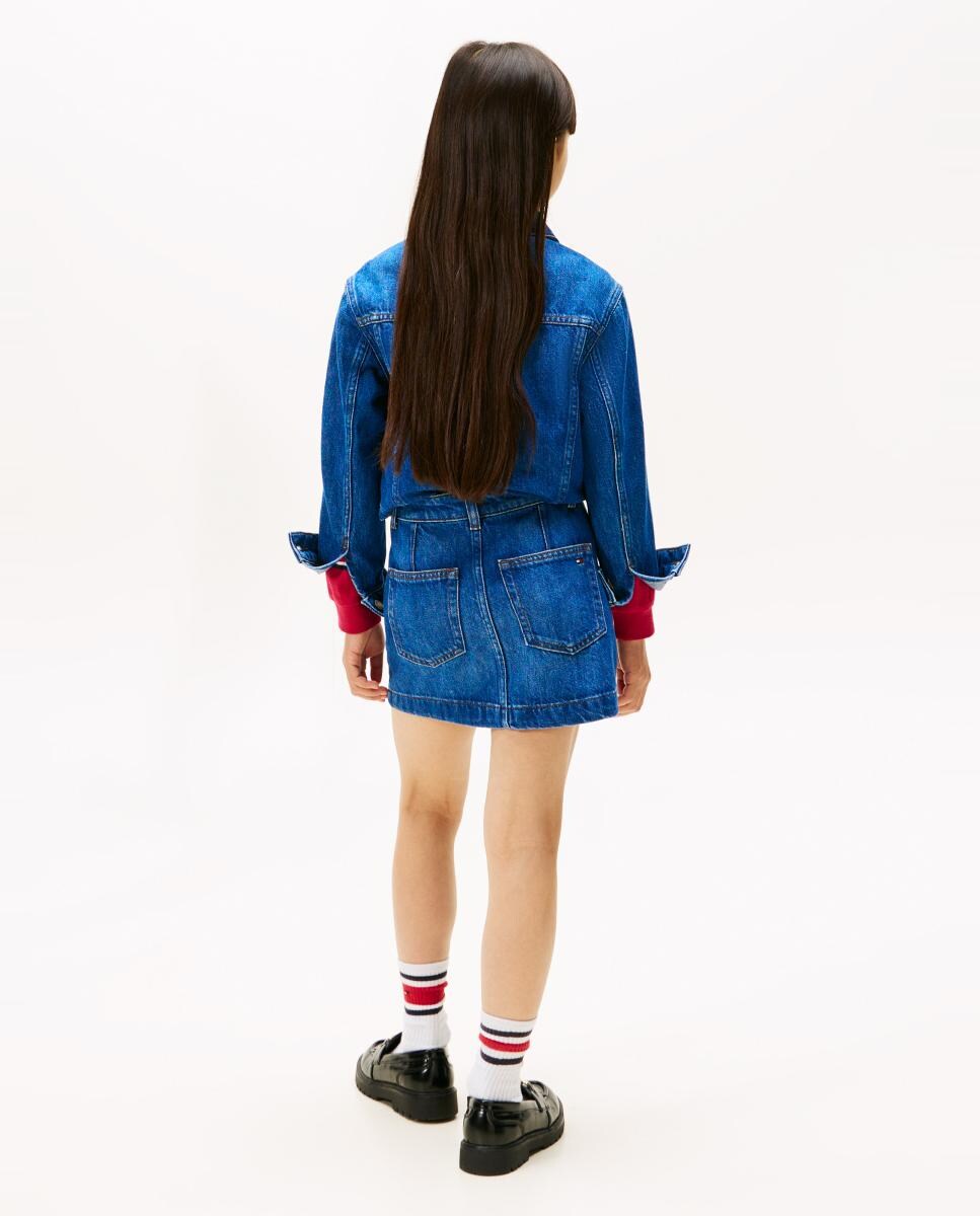 Minissaia de Ganga com Bolsos de Aba Azul-3