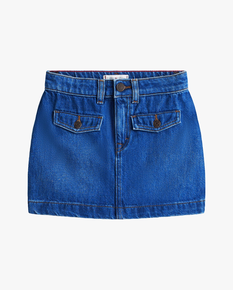 Minissaia de Ganga com Bolsos de Aba Azul-5