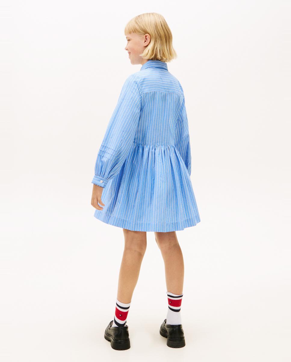 Vestido Camiseiro às Riscas - Azul-Celeste Azul-2