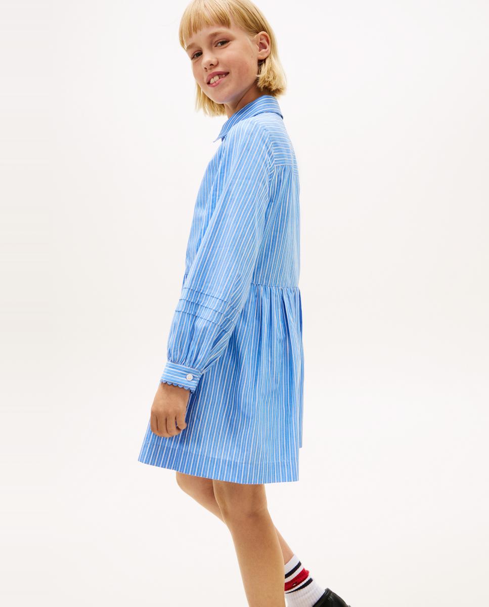 Vestido Camiseiro às Riscas - Azul-Celeste Azul-4